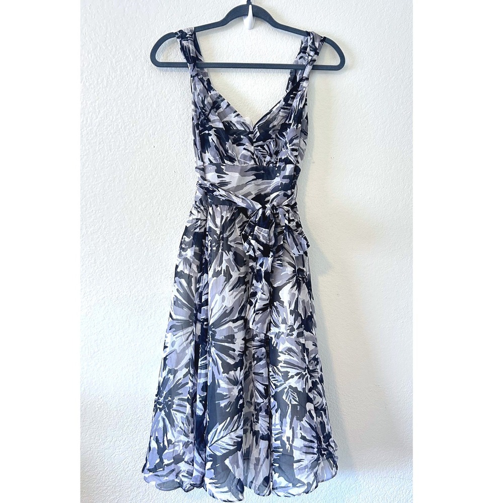 Rickie Freeman Teri Jon Silk Floral Evening Wedding V-Neck Cocktail Dress SZ 12